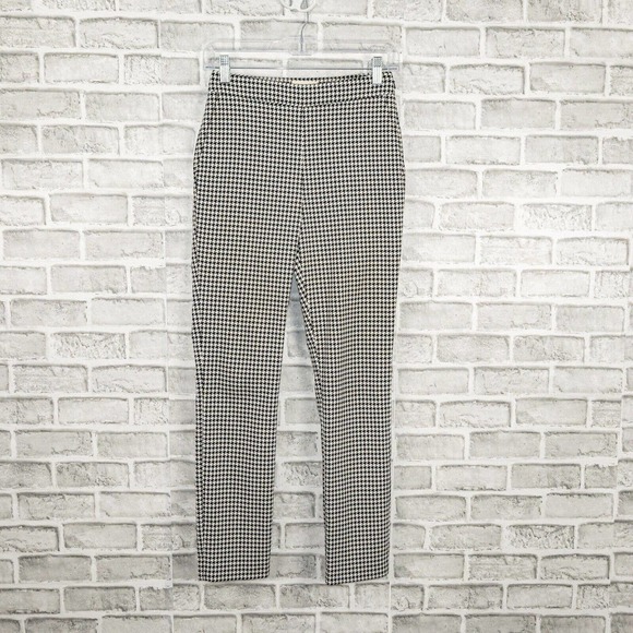 Sezane Women's Clara Trouser pants in Houndtooth Ecru Black Size 34 24w - Picture 7 of 12